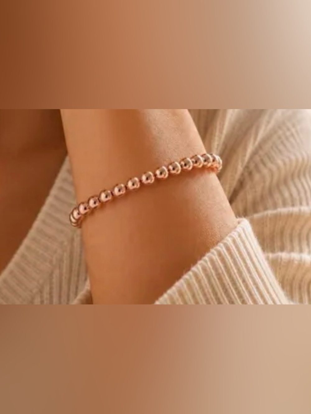 Minimalist Rose Gold Bead Stretch Bracelet - Women Jewelry